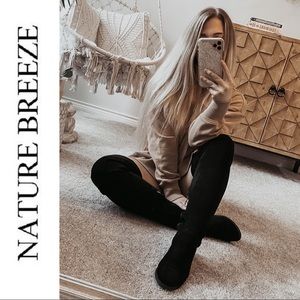 Black Stretch Suede Over the Knee Boots